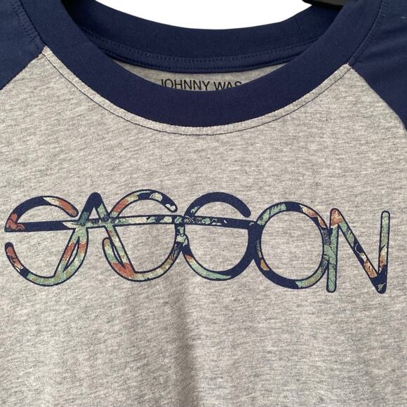 Johnny Was Sasson Baseball Raglan NWTs T-Shirt size small Blue Gray - Picture 3 of 11